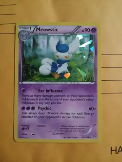 Pokemon TCG Meowstic 43/106 XY Flashfire Cracked Ice Holo Rare Card - Image 1