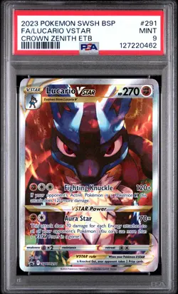 2023 Pokemon Swsh Black Star Promo #291 Fa/Lucario Vstar Crown Zenith Etb PSA 9 - Image 1