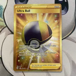 Pokemon TCG Ultra Ball 186/172 Gold Secret Rare Sword & Shield Brilliant Stars - Image 1