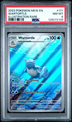 2023 POKEMON MEW EN-151 ILLUSTRATION RARE #171 WARTORTLE PSA 8 - Image 1
