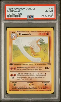 1999 POKEMON JUNGLE 1ST ED #39 MAROWAK PSA 8 - Image 1