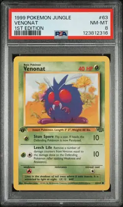 1999 POKEMON JUNGLE 1ST ED #63 VENONAT PSA 8 - Image 1