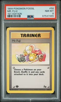 1999 POKEMON FOSSIL 1ST ED #58 MR. FUJI PSA 8 - Image 1