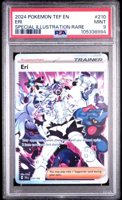2024 POKEMON TEF EN-TEMPORAL FORCES SPECIAL ILLUSTRATION RARE #210 ERI PSA 9 - Image 1