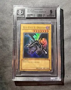 Yugioh BGS9 Red-Eyes Black Dragon SDJ-001 1st Edition NA Mint - Image 1