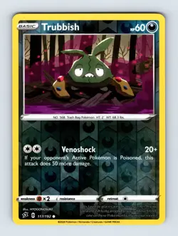 Trubbish SWSH02: Rebel Clash Common Reverse Holo 117/192 NM/LP Pokemon Cards - Image 1