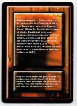 1st Edition Highlander TCG CCG Xavier St. Cloud +1 Ability Pre-Game Card - Image 2