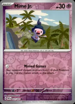 Pokemon Mime Jr. Common Reverse Holo PAF 031/091 NM - Image 1