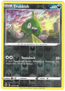 POKEMON CHAMPIONS PATH TRUBBISH REVERSE HOLO 043/073 NM/MINT PACK FRESH - Image 1