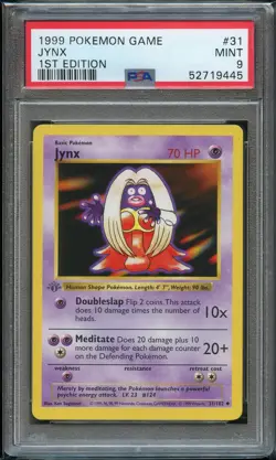 Pokemon Grey Stamp 1st Edition Jynx PSA 9 Mint 31/102 1st Edition Base - Image 1
