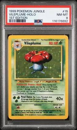 1999 POKEMON JUNGLE 1ST ED #15 VILEPLUME-HOLO PSA 8 - Image 1