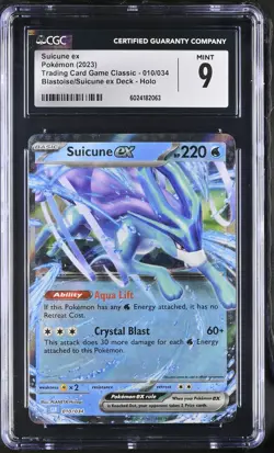 Pokemon Suicune ex 010/034 Holo Blastoise/Suicune ex Deck 2023 CGC 9 Mint - Image 1