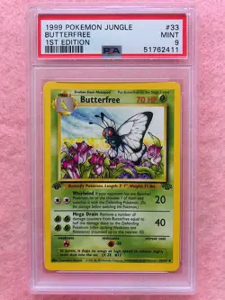 1999 Pokemon Jungle First 1ST EDITION Rare Butterfree #33 Graded PSA Mint 9 - Image 1