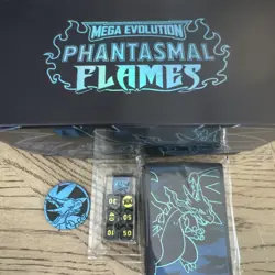 Pokemon Phantasmal Flames ETB Mega Charizard Sleeves Coin Dice and Box *NO PROMO - Image 3