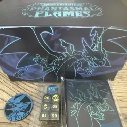 Pokemon Phantasmal Flames ETB Mega Charizard Sleeves Coin Dice and Box *NO PROMO - Image 4
