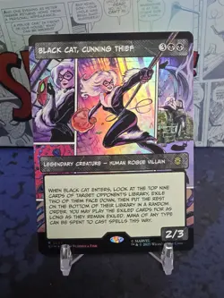 Black Cat, Cunning Thief Borderless 0222 Foil - Marvel Spider-Man MTG-M/NM - Image 1