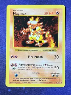 Pokemon TCG - Magmar Base Set 36/102 - Regular - Shadowless Uncommon Card - LP - Image 1