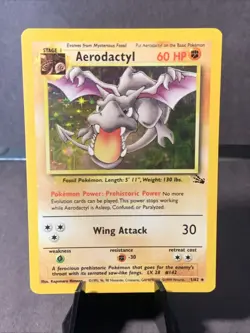 Pokemon TCG Aerodactyl 1/62 Fossil Holo Rare Unlimited Vintage WOTC 1999 - Image 1