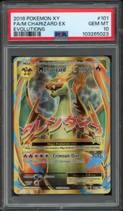2016 Pokemon XY Evolutions M Charizard EX 101/108 PSA 10 Gem Mint Full Art - Image 1