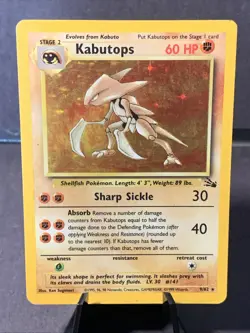 Pokemon TCG Kabutops #9/62 Fossil Holo Rare Unlimited VTG WOTC 1999 - Image 1