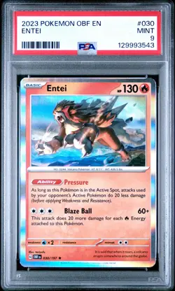 2023 POKEMON OBF EN-OBSIDIAN FLAMES #030 ENTEI PSA 9 - Image 1
