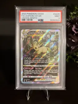 2023 POKEMON SWORD & SHIELD CROWN ZENITH #GG35 FULL ART LEAFEON VSTAR PSA 9 - Image 1