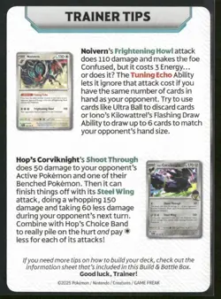 Pokemon TCG Journey Together Game Tip Card Pre Release Kit Card Hop & Zacian - Image 2