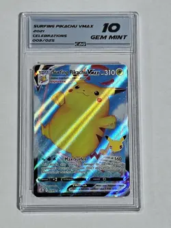 Pokemon Celebrations 2021 Surfing Pikachu VMAX Full Art 009 CAG 10 GEM MINT!! - Image 5