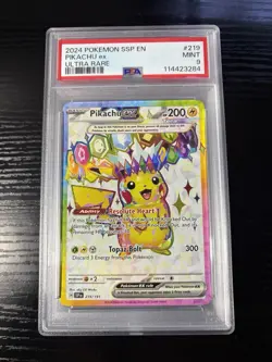 Pikachu EX Surging Sparks PSA 9 #219 /191 Pokemon Card 2024 SSP! - Image 1