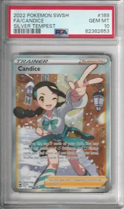 PSA 10 TRAINER CANDICE SWORD & SHIELD SILVER TEMPEST 189 FULL ART 2022 POKEMON - Image 1