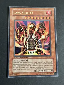 Yu-Gi-Oh TCG Lava Golem IOC-SE4 Limited Edition Ultra Rare Card Played LP - Image 1