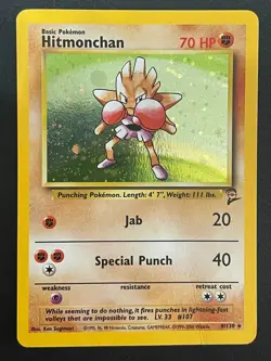 Hitmonchan 8/130 Holo Rare WotC Card Pokemon Base Set 2 - Image 1