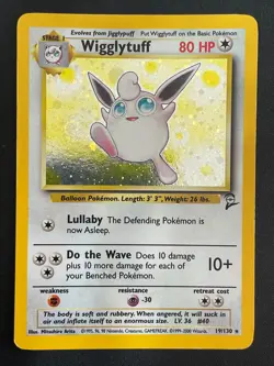 Wigglytuff 19/130 Holo Rare SWIRL WotC Card Pokemon Base Set 2 - Image 1