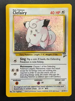 Clefairy 6/130 Holo Rare WotC Card Pokemon Base Set 2 - Image 1