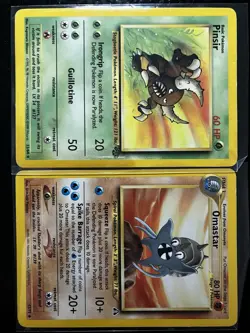 VINTAGE Pokemon Pinsir Jungle & Omastar Fossil Card Lot 1999 1st Gen TCG - Image 1