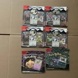 Pokemon TCG Lot Of 6 - 2 Paldean Fates Sticker + 4 Obsidian & Twilight Blisters - Image 1