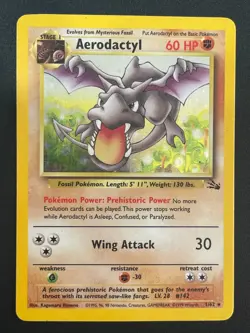 Aerodactyl 1/62 Unlimited Holo Rare WotC Pokemon Fossil - Image 1