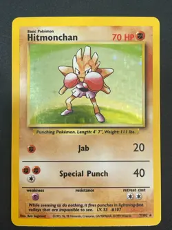 Hitmonchan 7/102 Holo Rare Unlimited WOTC Pokemon Base Set - Image 1