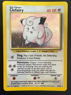 Clefairy 5/102 Holo Rare Unlimited WOTC Pokemon Base Set - Image 1