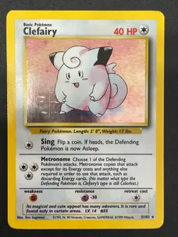 Clefairy 5/102 Holo Rare Unlimited WOTC Pokemon Base Set - Image 1