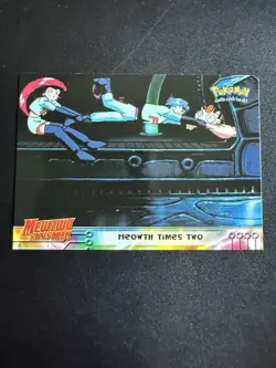 #23 Meowth Times Two - Mewtwo Strikes Back- Pokemon 1999 Topps - Black Logo - LP - Image 1