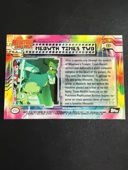 #23 Meowth Times Two - Mewtwo Strikes Back- Pokemon 1999 Topps - Black Logo - LP - Image 2
