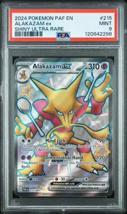2024 POKEMON PAF EN-PALDEAN FATES SHINY ULTRA RARE #215 ALAKAZAM EX PSA 9 - Image 1