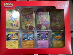 Pokemon TCG 151 Mini Tins 4 Pack + 4 Promos NIB Sealed Sams Club Exclusive NEW - Image 1