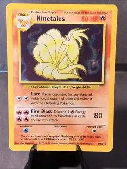 Pokemon TCG Ninetales Base Set Unlimited 12/102 Holo Rare WOTC VTG 1999 - Image 1