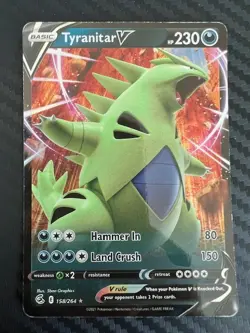 Pokemon TCG Tyranitar V Fusion Strike 158/264 Holo Ultra Rare LP - Image 1