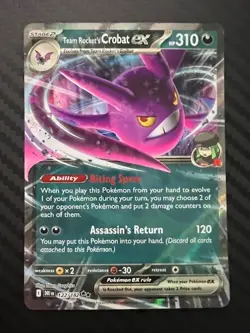 Pokemon TCG Destined Rivals Team Rocket’s Crobat EX 122/182 Holo Double Rare NM - Image 1