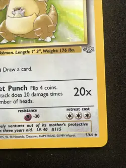 Pokemon TCG Kangaskhan Jungle 5/64 Holo Unlimited Holo Rare - Image 4