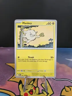 Pokemon Card Mankey 151 Printing Error: Missing Red Ink - Image 2