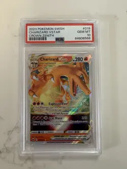 Pokemon TCG Holo Ultra Rare Charizard VSTAR Card PSA 10 Crown Zenith 019/159 - Image 1